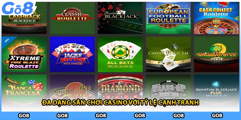 Đa dạng sân chơi casino với tỷ lệ cạnh tranh